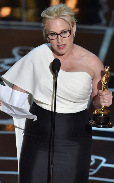 Patricia Arquette winning Oscar and asking for wage equality